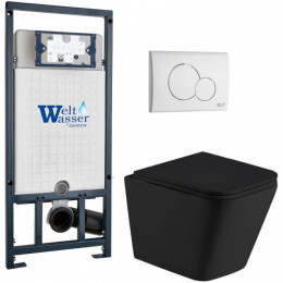 Подвесной унитаз с инсталляцией Weltwasser Marberg 507 / Gelbach 043 MT-BL / MAR 507 RD GL-WT 10000012003 черный матовый