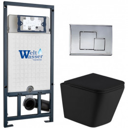 Подвесной унитаз с инсталляцией Weltwasser Marberg 507 / Gelbach 043 MT-BL / MAR 507 SE CR 10000012005 черный матовый
