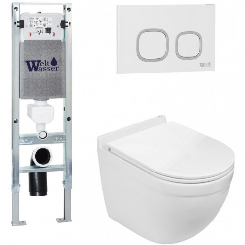 Подвесной унитаз с инсталляцией WeltWasser Amberg 350 ST / Heimbach 043 GL-WT / Amberg RD-WT 10000012134 белый глянец