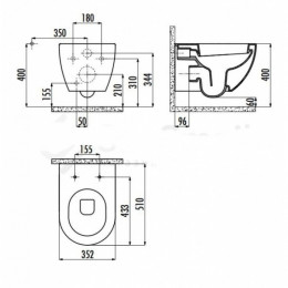 Унитаз подвесной с биде Creavit Free FE320-34CB00E-0002
