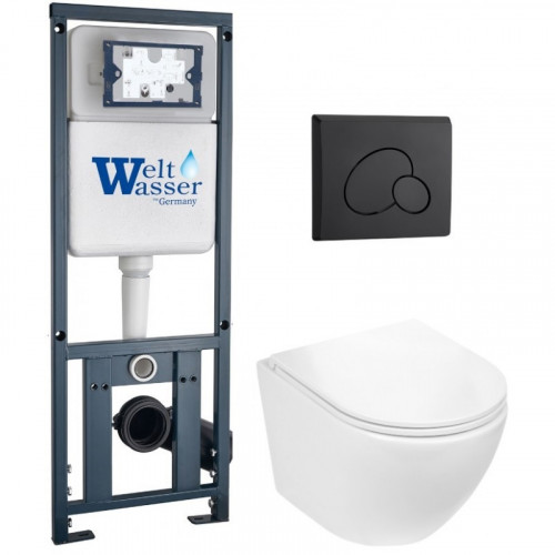 Подвесной унитаз с инсталляцией WeltWasser Marberg 410 / Merzbach 043 GL-WT / MAR 410 RD MT-BL 10000011310 белый глянцевый