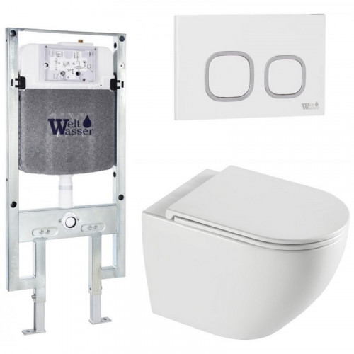 Подвесной унитаз с инсталляцией WeltWasser Amberg 497 ST / Merzbach 043 XL GL-WT / Amberg RD-WT 10000013774 белый глянцевый
