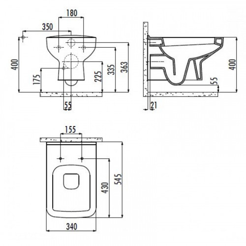 Унитаз Creavit Sphinx SP320.001, подвесной