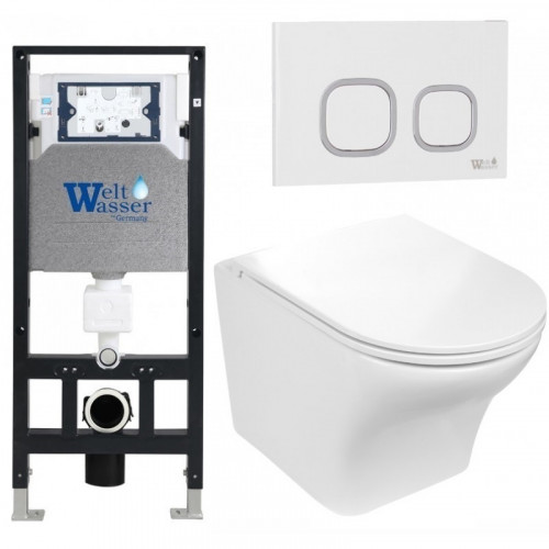 Подвесной унитаз с инсталляцией WeltWasser Amberg 506 / Odenbach 004 GL-WT / Amberg RD-WT 10000006830 белый глянцевый