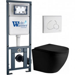 Подвесной унитаз с инсталляцией WeltWasser Marberg 410 / Merzbach 043 XL MT-BL / MAR 410 RD GL-WT 10000014141 черный матовый