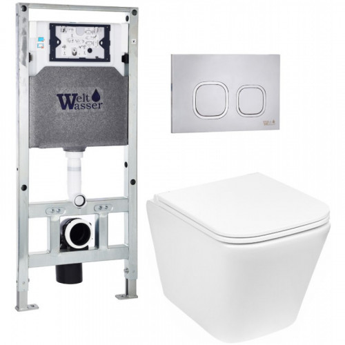 Подвесной унитаз с инсталляцией Weltwasser Amberg 506 ST / Gelbach 043 GL-WT / Amberg RD-MT CR 10000011868 белый глянцевый