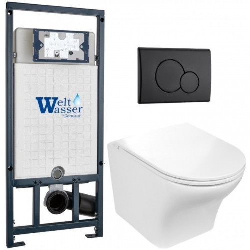 Подвесной унитаз с инсталляцией WeltWasser Marberg 507 / Odenbach 004 GL-WT / MAR 507 RD MT-BL 10000010971 белый глянцевый