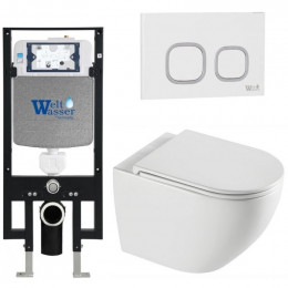 Подвесной унитаз с инсталляцией WeltWasser Amberg 497 / Merzbach 043 XL GL-WT / Amberg RD-WT 10000013769 белый глянцевый