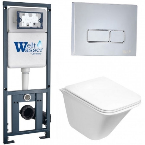 Подвесной унитаз с инсталляцией WeltWasser Marberg 410 / Rotbach 004 GL-WT / MAR 410 SE-CR 10000006496 белый глянцевый