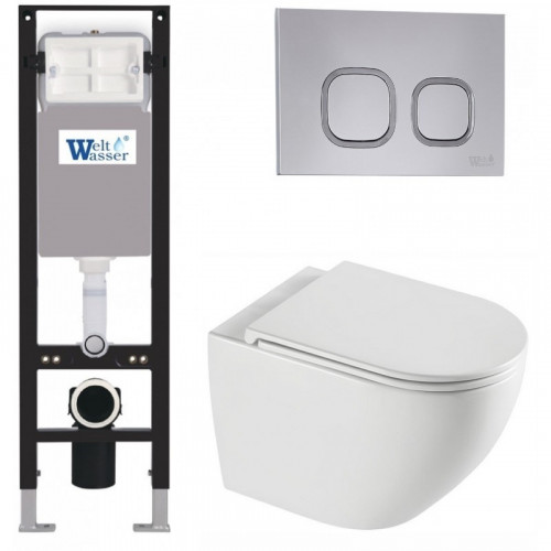 Подвесной унитаз с инсталляцией WeltWasser Amberg 350 / Merzbach 043 XL GL-WT / Amberg RD-CR 10000013757 белый глянцевый