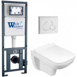 Подвесной унитаз с инсталляцией WeltWasser Marberg 410 / Kehlbach 004 GL-WT / MAR 410 RD GL-WT 10000010728 белый глянец