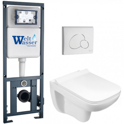 Подвесной унитаз с инсталляцией WeltWasser Marberg 410 / Kehlbach 004 GL-WT / MAR 410 RD GL-WT 10000010728 белый глянец