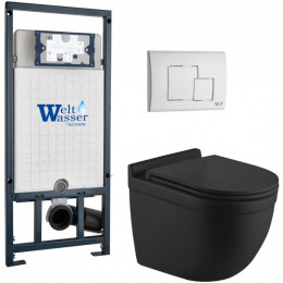Подвесной унитаз с инсталляцией WeltWasser Marberg 507 / Heimbach 043 MT-BL / MAR 507 SE GL-WT 10000012257 черный матовый