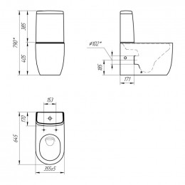 Унитаз компакт CERSANIT MODUO Vortex 011 3/5 DPL EO slim LP A69192