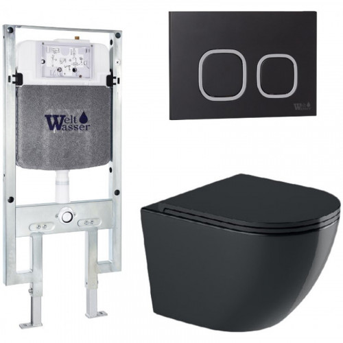 Подвесной унитаз с инсталляцией WeltWasser Amberg 497 ST / Merzbach 041 XL MT-BL / Amberg RD-BL 10000010938 черный матовый