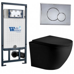Подвесной унитаз с инсталляцией WeltWasser Marberg 507 / Merzbach 043 XL MT-BL / MAR 507 RD-CR 10000014150 черный матовый