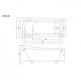 Ванна акриловая Cerutti SPA Vito CT9320 155x74 белый/хром