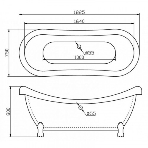 Ванна акриловая BelBagno BB05 183x75 белый