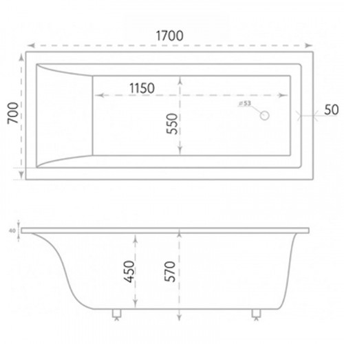 Ванна из литьевого мрамора Marmo Bagno Алесса MB-ALN170-70 170х70