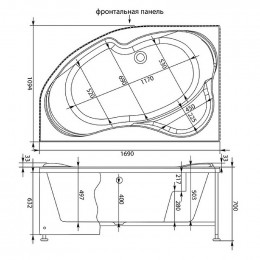 Акриловая ванна Aquanet Capri 170x110 левая 205345 без гидромассажа