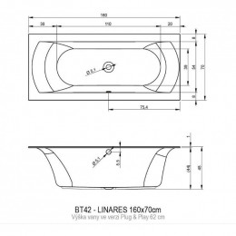 Акриловая ванна Riho Linares Plug&Play 160 BD5200500000000, 160x70 см