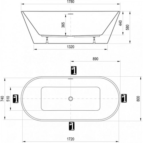 Акриловая ванна Ravak Solo 178x80 XC00100025