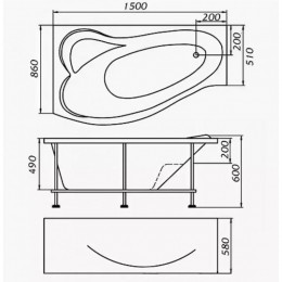 Ванна Marka One GRACIA L 150x94 без гидромассажа 01гр1590л