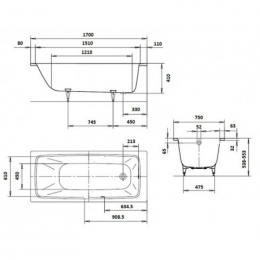 Стальная ванна Kaldewei Cayono 750 170х75 Standard