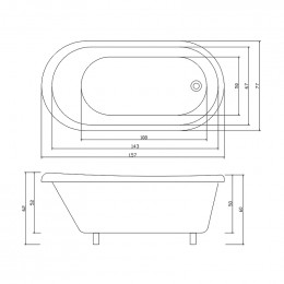Ванна акриловая Cerutti SPA Classic CT9323 150x70 белый/хром