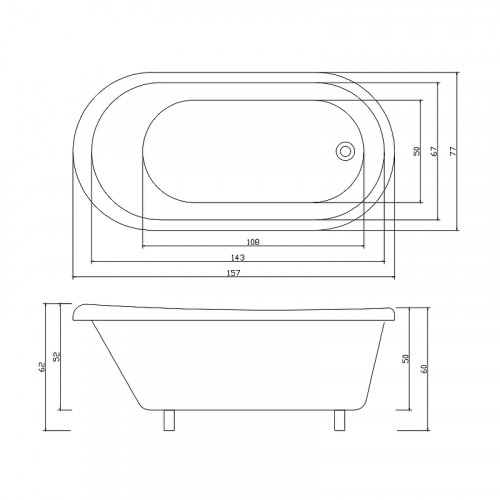 Ванна акриловая Cerutti SPA Classic CT9323 150x70 белый/хром