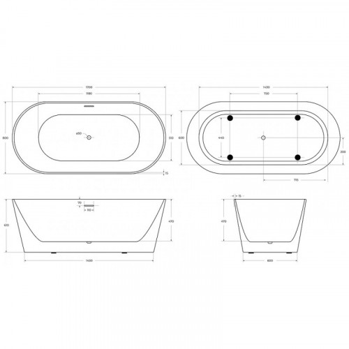 Ванна акриловая BelBagno BB416-1700-800 170х80
