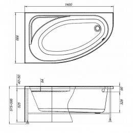 Акриловая ванна Aquanet Mia 140x80 правая 246884 без гидромассажа