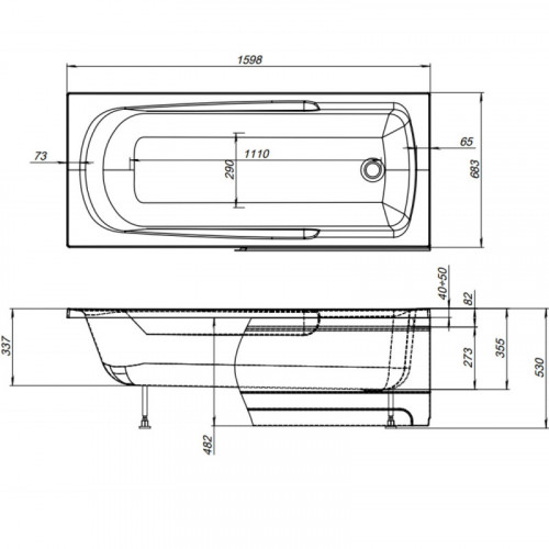 Акриловая ванна Aquanet Extra 160x70 254882 без гидромассажа