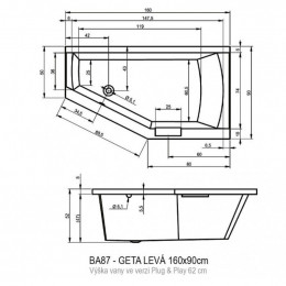 Акриловая ванна Riho Geta Plug&Play 170 BD4900500000000, 170x90 см