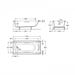 Акриловая ванна Roca BeCool 170х80 ZRU9302852 с каркасом ZRU9302853