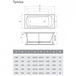 Ванна акриловая Relisan Tamiza  160x70 см Гл000013922