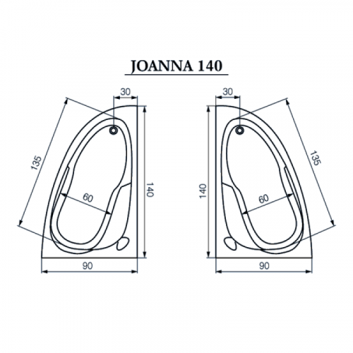 Акриловая ванна Cersanit Joanna 140 63334