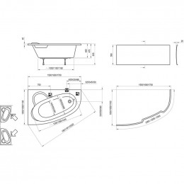 Акриловая ванна Ravak Asymmetric 150X100 R C451000000