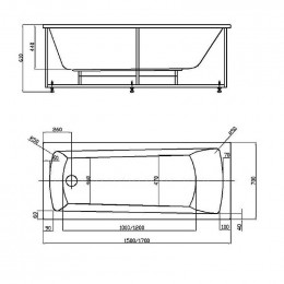 Акриловая ванна Aquatek Либра New LIB170N-0000014 170x70 с экраном, с каркасом (разборный), со слив-переливом