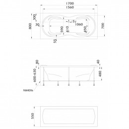 Ванна 1Marka DINAMIKA 170x80 без гидромассажа 01ди1780