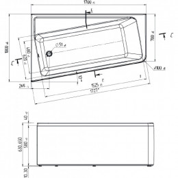 Ванна Marka One DIRECT L170x100 01дир1710л