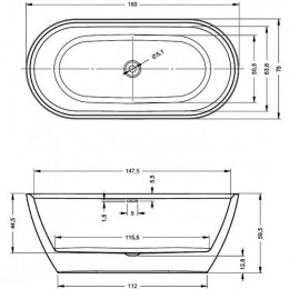 Акриловая ванна Riho Inspire FS 160 BD1000500000000, 160x75 см