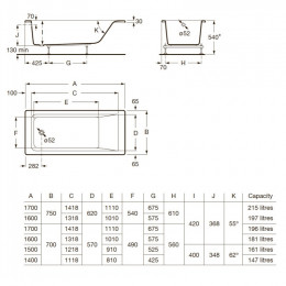 Акриловая ванна Roca Easy ZRU9302904 150x70x45