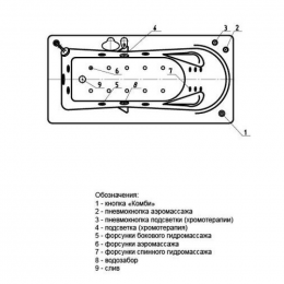 Акриловая ванна Aquatek | Акватек Леда 170x80 с гидромассажем Standard (пневмоуправление)