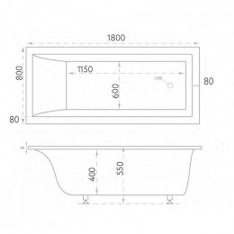 Ванна из литьевого мрамора Marmo Bagno Ницца MB-N180-80 180х80