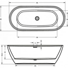 Акриловая ванна Riho Inspire FS 180 BD0200500000000, 180x80 см