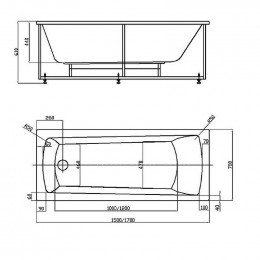 Акриловая ванна Aquatek Либра New LIB150N-0000002 150x70 с экраном,  с каркасом (разборный), со слив-переливом