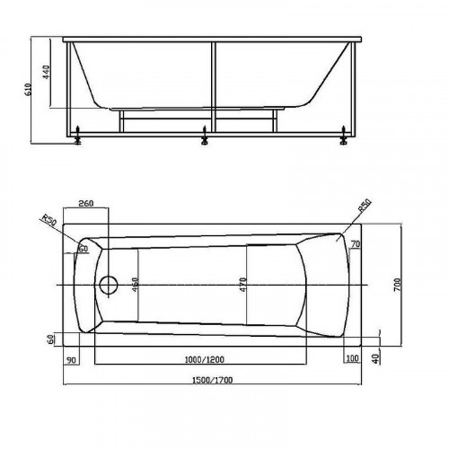 Акриловая ванна Aquatek Либра New LIB150N-0000002 150x70 с экраном,  с каркасом (разборный), со слив-переливом