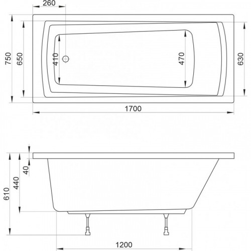 Ванна акриловая Ravak Domino Plus 70508015 170х75