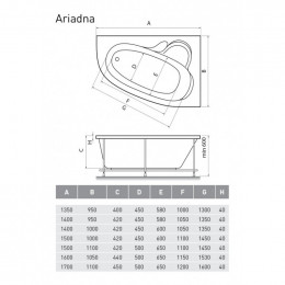 Ванна акриловая Ariadna Relisan R 150x110 см Гл000001637